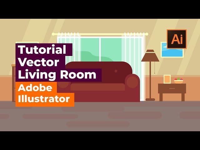 Tutorial Illustrator Flat Living Room Vector Design Process