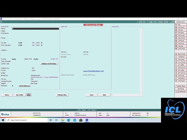 GST in BUSY (Hindi) | LEARN BUSY 21(1.0) | ICL CLASSES | GST IN NEW VERSION BUSY21