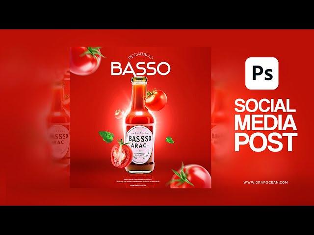 Social Media post Tomato sauce Brand  | Adobe Photoshop Tutorial