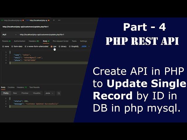 PHP REST API CRUD 4: Create API to Update data from MySql DB | update data using API in PHP