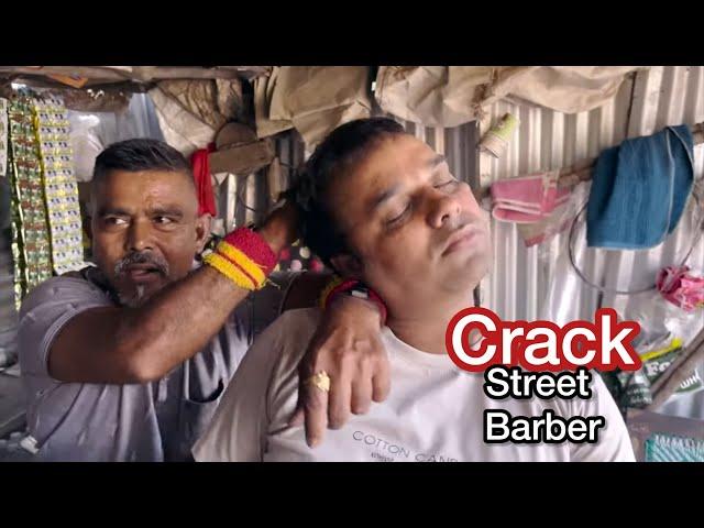 ASMR Street Barber Loud Neck Cracking Intense Acupressure Head massage |Indian Barber