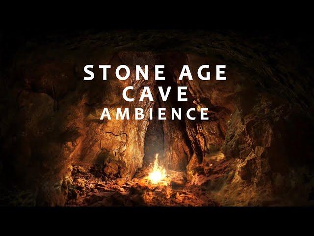 Stone Age Cave Ambience ASMR - Crackling Fire and Cave Sounds for Relaxation, Study and Sleep