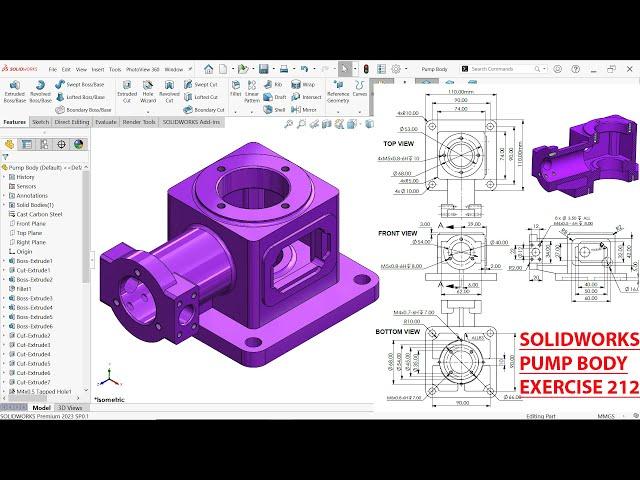 SolidWorks Tutorial Pump Body Exercise 212