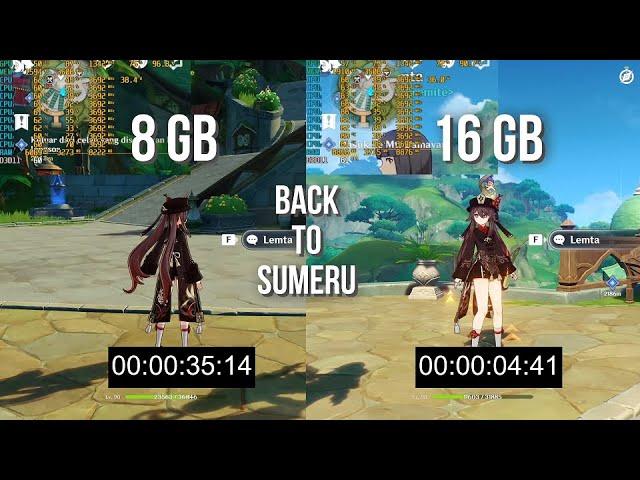 GENSHIN IMPACT 3.4 [ 8 GB RAM vs 16 GB RAM ]  Loading time comparison