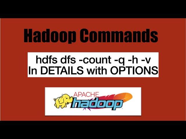 Basic HDFS Commands- count -q -h -v | hdfs dfs -count -q -v -h| Hadoop commands with exmaple.