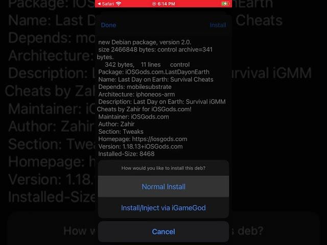 Installing & Injecting .deb files on iOS via Safari & iGameGod!