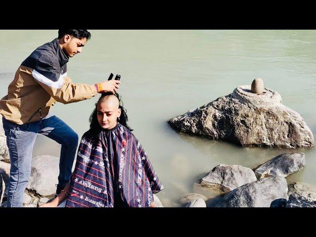 Cut hair in the river