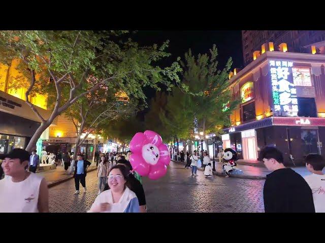 Heilongjiang China,  Harbin Central Street evening walk. 4K  60fps