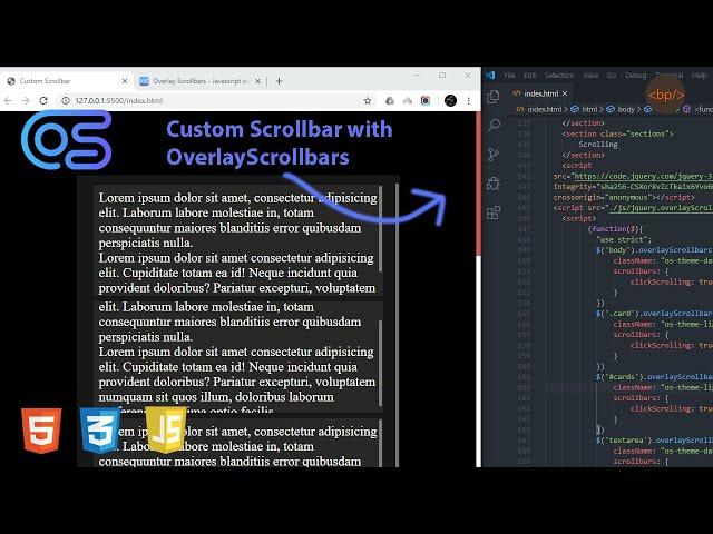 Custom browser scrollbar using OverlayScrollbar