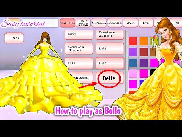 How to play as Belle Disney Princess | Easy Tutorial | Sakura School Simulator