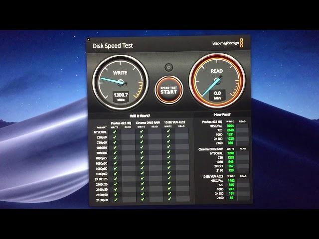 MacBook Pro (15-inch, 2017) Blackmagic Disk Speed Test Benchmark