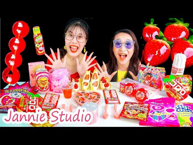 Mukbang Strawberry Ice Cream, Pink Desserts, Cotton Candy, Pocky Pink | Jannie Studio