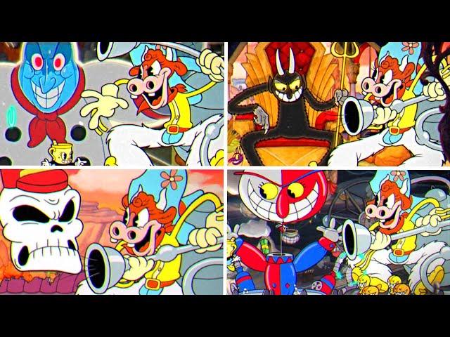 Cuphead + DLC - All Bosses With Esther Winchester Co-op Fight