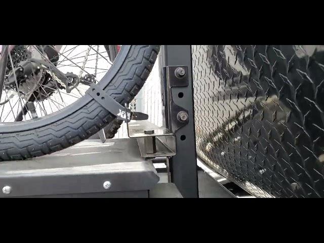 Meaner Bean trailer with Alta Racks 3 pack Lefty. bike racks for teardrop trailers