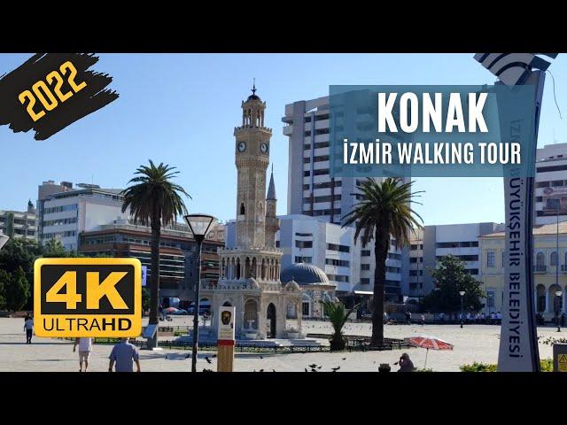 Konak Walking Tour #1 | İzmir Clock Tower | İzmir Turkey | 4K UHD 60fps | Turkey Travel Summer 2022