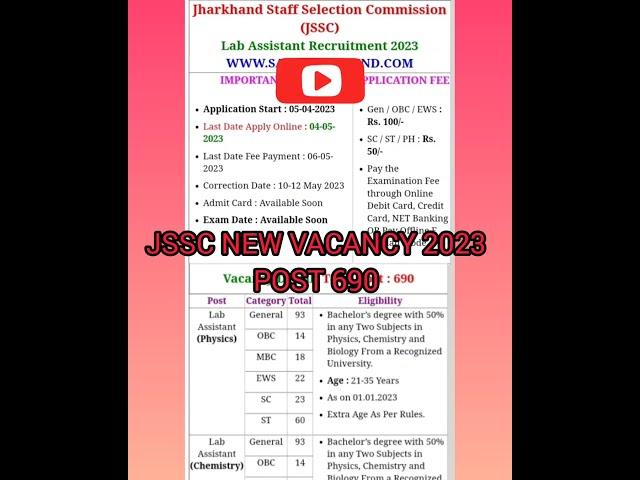 jssc lab assistant 2023 || jssc new vacancy 2023 || jharkhand lab assistant 2023 ||#latest #viral