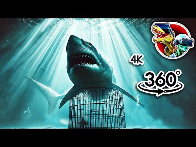 360° Scary Megalodon Shark like Bloop in Cage  | 360 vr video 4K