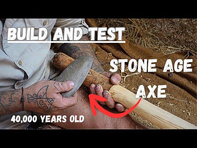 BUILD and TEST STONE AGE Axe #survivaltools #survival #stoneage #neolithic #outdoorsman #axe