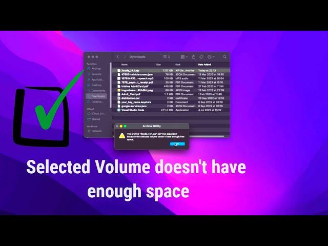 How to solve selected volume have not enough space issue in Mac OS