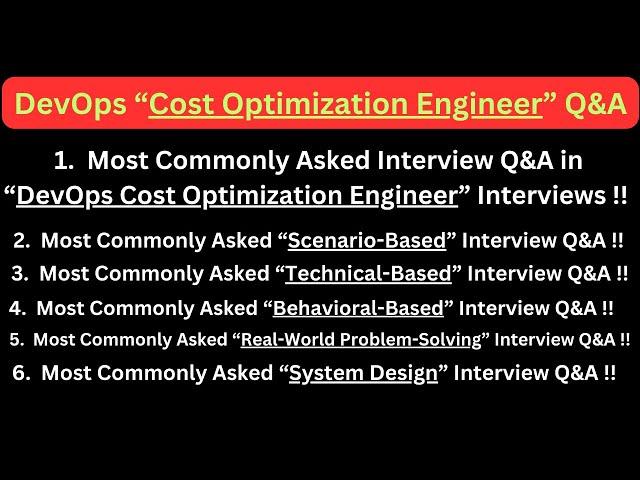 "DevOps Cost Optimization Engineer Q&A", ALL Types of Most Asked Interview Q&A for COST OPTIMIZERs!