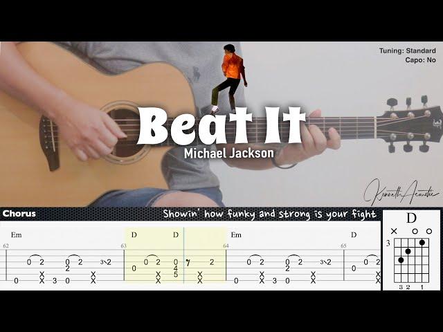 Beat It - Michael Jackson | Fingerstyle Guitar | TAB + Chords + Lyrics