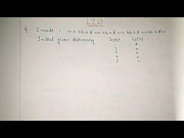17. LZW ENCODING example: Dictionary Coding in Data Compression | LZW coding in image processing