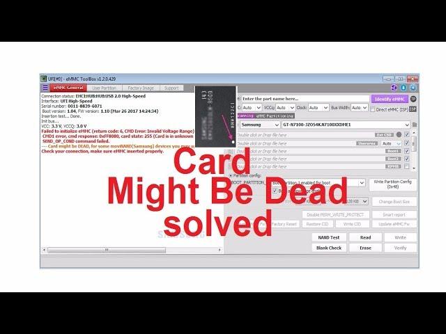 Fix Card might be DEAD repair BY UFI dead emmc تصليح الهارد الميت