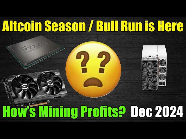 ALTCOIN Season / Bull Run Is In How Are Mining Profits Dec 2024