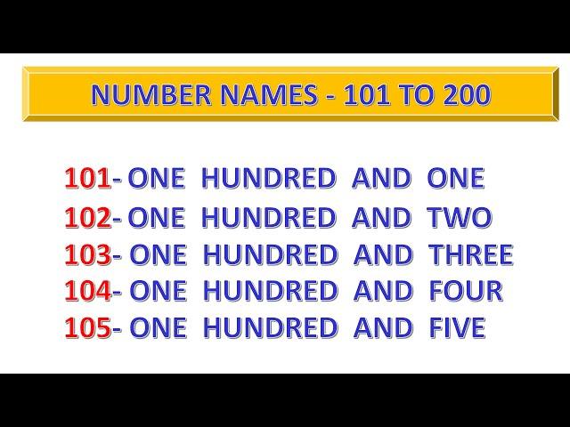 Number Names 101 to 200 | MSK Kids Class