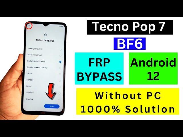 Tecno Pop 7 (BF6) Frp Bypass  YouTube Update |  No Apps Disable | Google Account Bypass Android 12