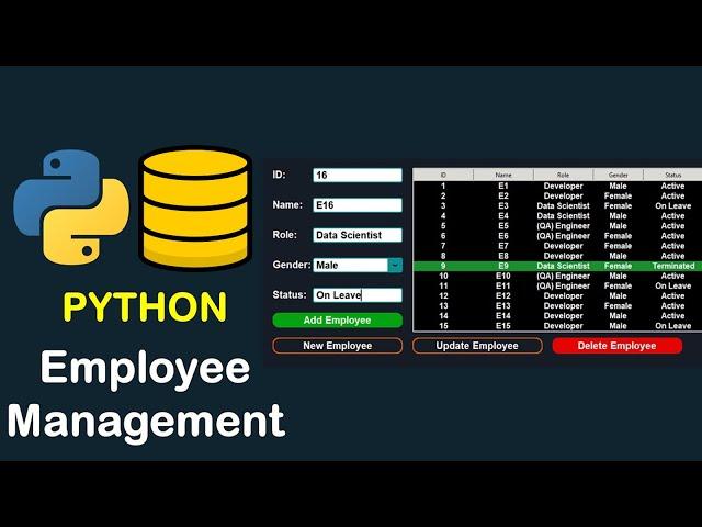 EMPLOYEE MANAGEMENT SYSTEM PYTHON CUSTOMTKINTER GUI PROJECT WITH SQLITE DATABASE