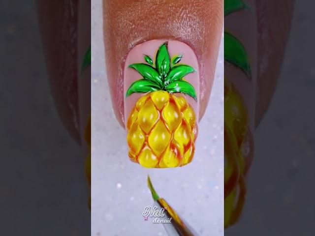 Trending 3D Pineapple  Nail Art Short Tutorial #shortvideo #summernails #fruit