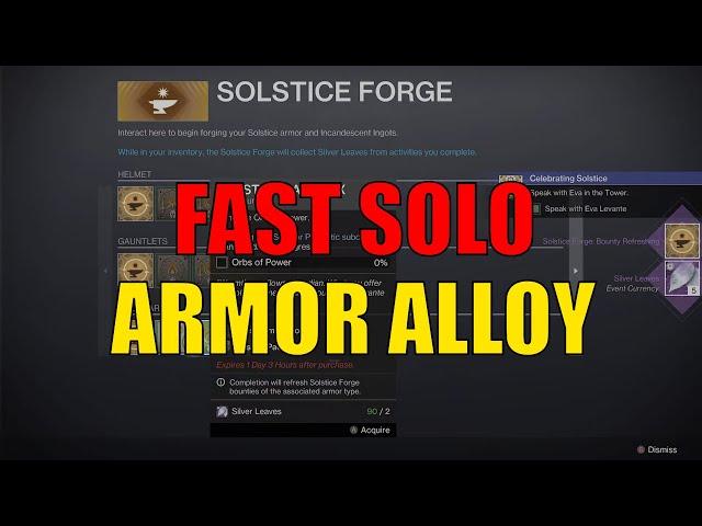 Fast SOLO ARMOR ALLOY 2024 Solstice Of Heroes Bounty Guide Farm