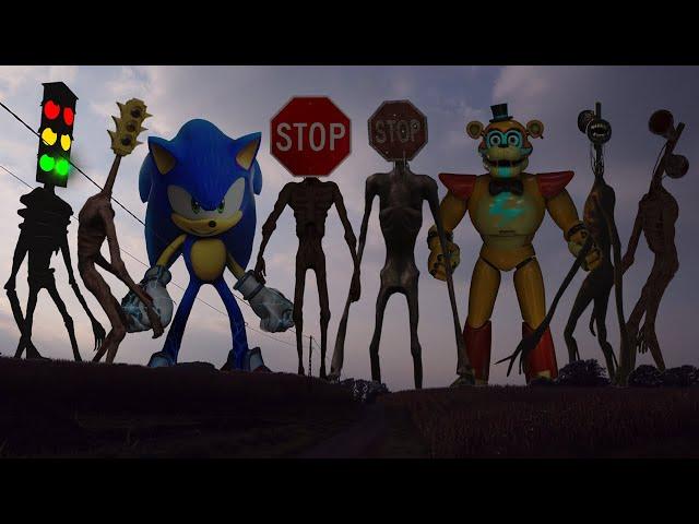 TEAM Traffic Head VS Sonic The Hedgehog VS TEAM Stop Head VS Glamrock Freddy VS TEAM Siren Head