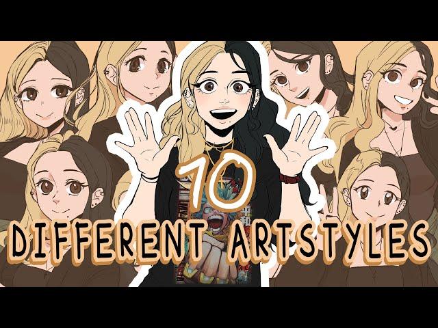 Drawing myself in different Art Styles | 10 different Anime Art Styles ( Art Challenge )