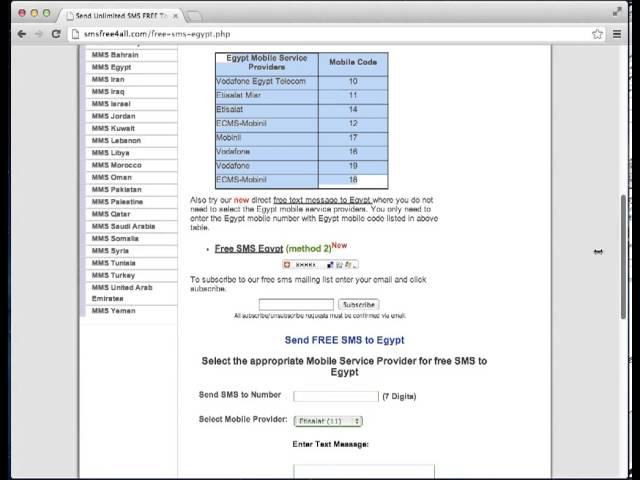 How Send Free SMS to Egypt - Free Text Messaging to Egypt Mobiles