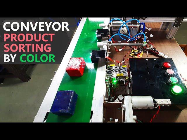 Color Sensor Product Sorting Conveyor Belt PLC Automation Project