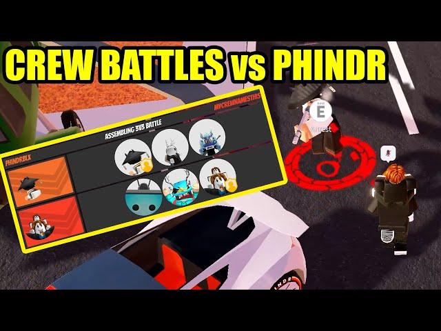 Roblox Jailbreak CREW BATTLES vs @phindrblx