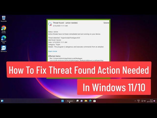 How To Fix Threat Found Action Needed Windows 11/10