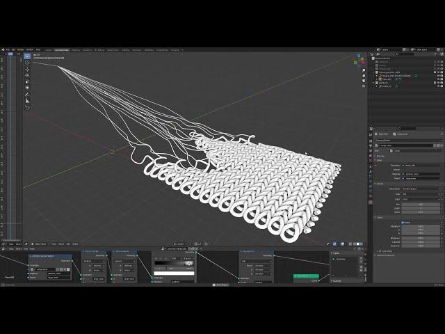 Blender 3.0 Geometrynodes Fully Procedural Knitting test.