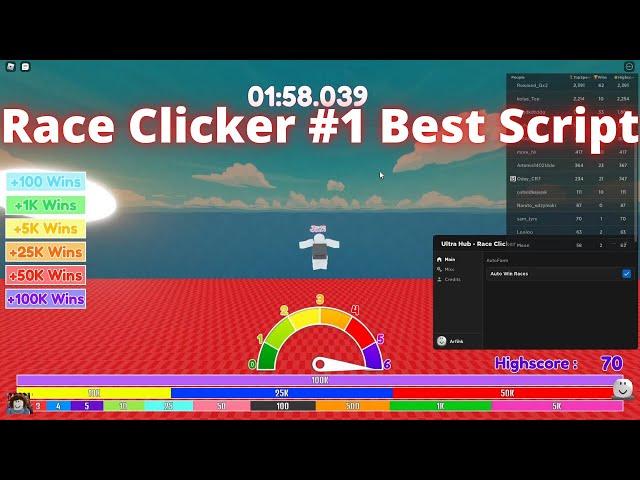 [WORKING!] New Best Race Clicker Script! Auto Farm, Auto Win, Anti AFK, Auto Click & much more!