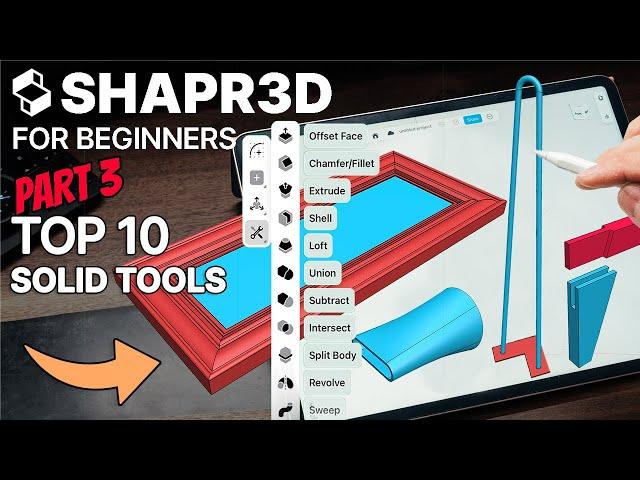 Shapr3D For BEGINNERS Part 3 - Modeling with SOLID TOOLS!