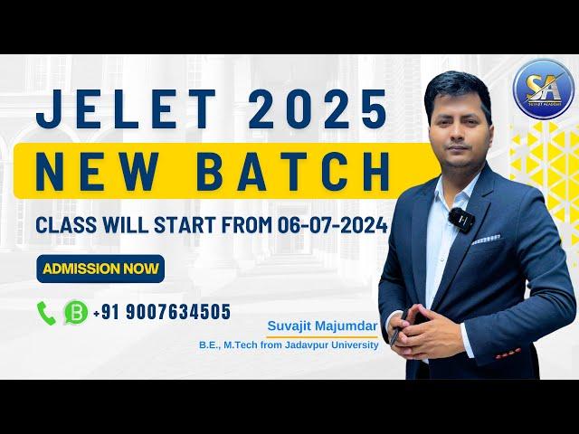 JELET 2025 New Batch | Jelet 2025 Offline Online Course | Jelet Exam Preparation | Suvajit Academy