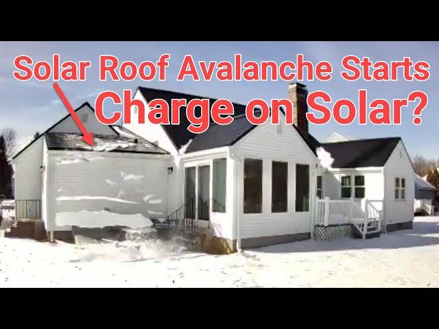 Tesla Solar Roof mini snow avalanche kicks off my EV's Charge on Solar right before a road trip