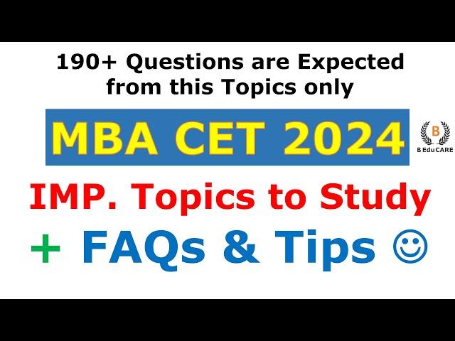 Most Important Topics To Study For MBA CET 2024 | MAH CET 2024