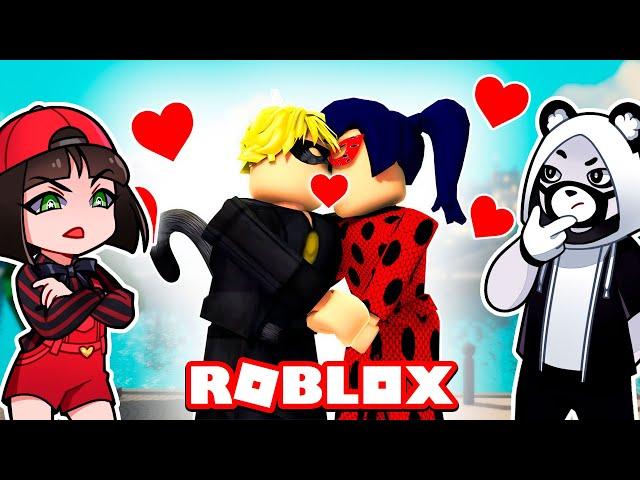 Леди Баг и Супер Кот целуются в РОБЛОКС! Машка и Панда Сим против в Miraculous RP Roblox