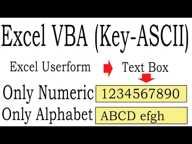 How to allow only input of numerical or alphabet values into userform Textbox using VBA