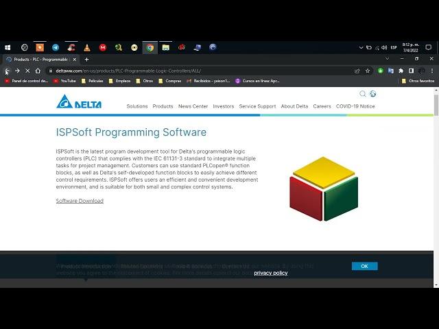 0.0-DESCARGA E INSTALACIOIN DE ISPSOFT DE LA MARCA DE PLC DELTA DESDE LA PAGINA OFICIAL