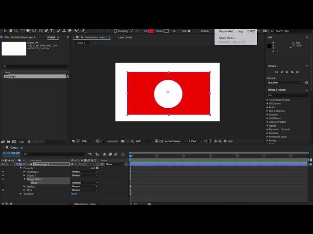 Creating complex shapes using merge paths - Adobe After Effects CC 2018