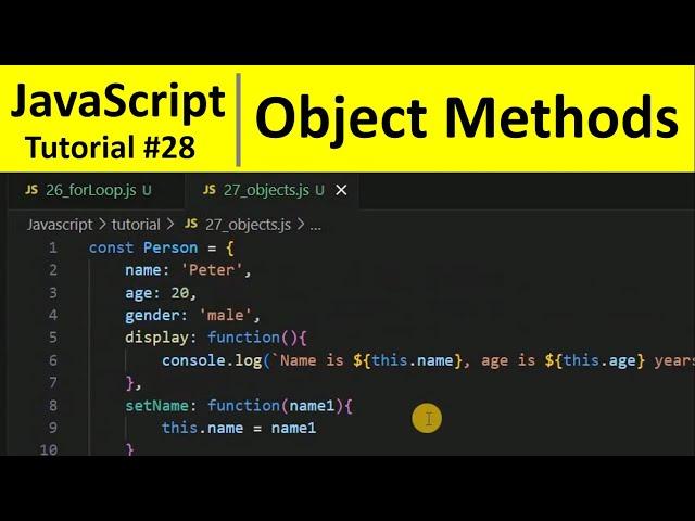 JavaScript Tutorial 28 - Object Methods in JavaScript | Programming For Beginners